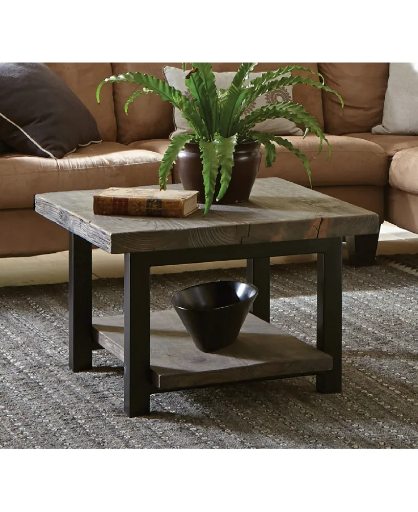 Pomona 27" Metal and Reclaimed Wood Square Coffee Table