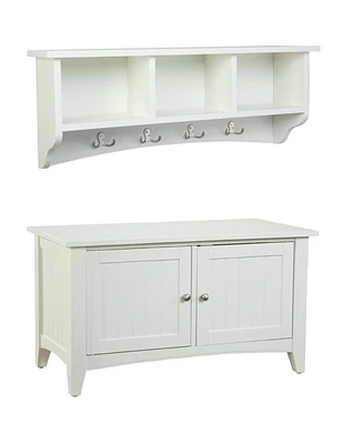 Shaker Cottage Storage Coat Hook with Cabinet Bench Set