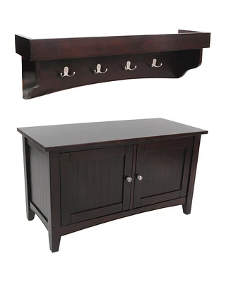 Shaker Cottage Tray Shelf Coat Hook with Cabinet Bench