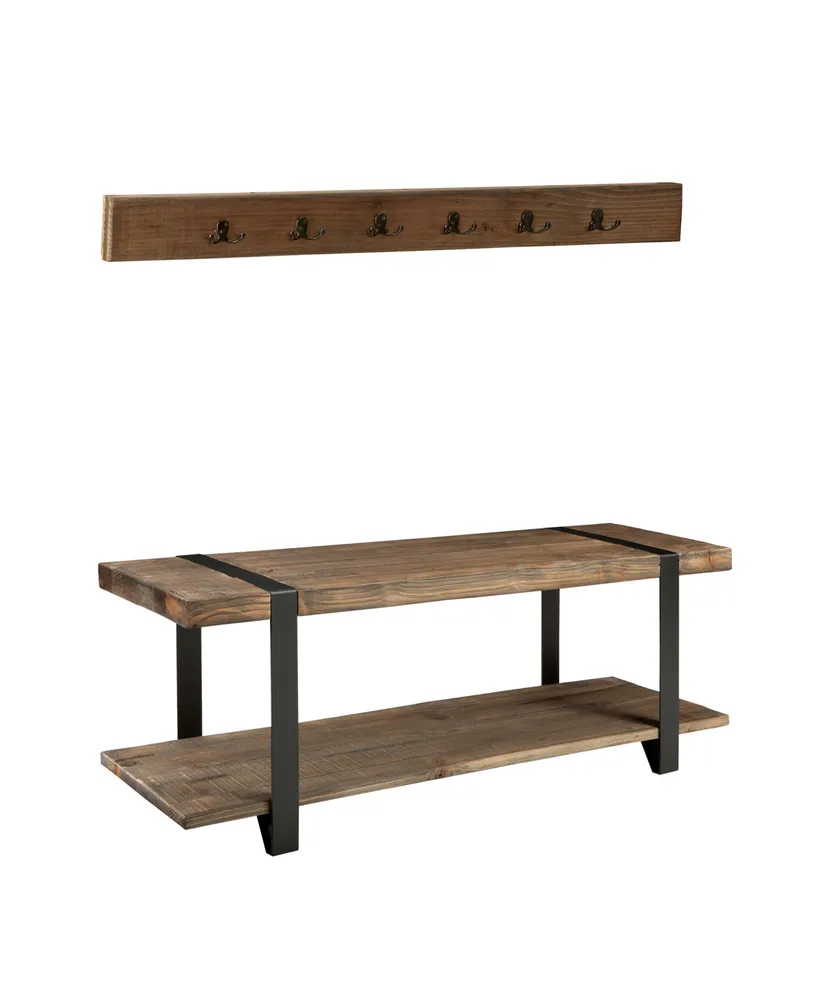 Modesto 48" Metal and Wood Storage Coat Hook with Bench