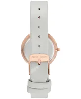 Anne Klein Women's Light Gray Leather Strap Watch 32mm