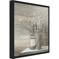 Amanti Art Pussi Willow Still Life Gray Pots by Julia Purinton Canvas Framed Art