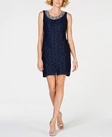 R & M Richards Embellished Lace Sheath Dress Jacket