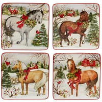 Certified International Christmas on the Farm 4-Pc. Dessert Plate asst.