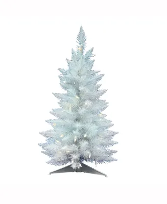 Vickerman 30 inch Sparkle White Spruce Pencil Artificial Christmas Tree With 50 Warm White Led Lights