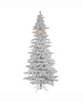 Vickerman ft Flocked White Slim Artificial Christmas Tree With Warm White Led Lights