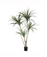 Vickerman 4.5' Potted Artificial Yellow Edge Green Yucca Features 4 Heads With 90 Leaves