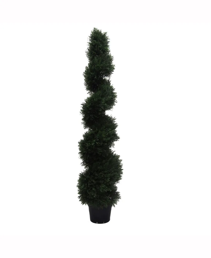 Vickerman 5' Artificial Potted Green Cedar Spiral Tree, Uv Resistant