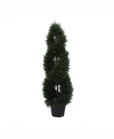 Vickerman 4' Artificial Green Cedar Double Spiral Topiary, Uv Resistant