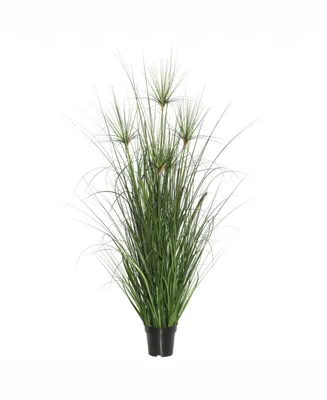 Vickerman 60" Artificial Potted Green Straight Grass X 366, Features 12 Brown Cattails