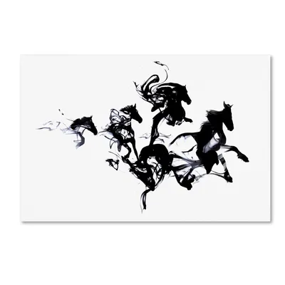 Robert Farkas 'Black Horses' Canvas Art, 16" x 24"