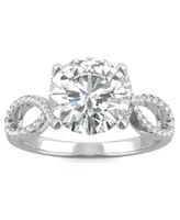 Moissanite Round Twisted Shank Ring (2-9/10 ct. tw. Diamond Equivalent) 14k White Gold