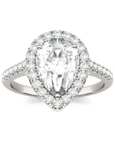 Moissanite Pear Halo Ring (2-5/8 ct. tw. Diamond Equivalent) 14k White Gold