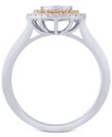 Diamond Two-Tone Teardrop Cluster Ring (1/2 ct. t.w.) 14k White & Rose Gold