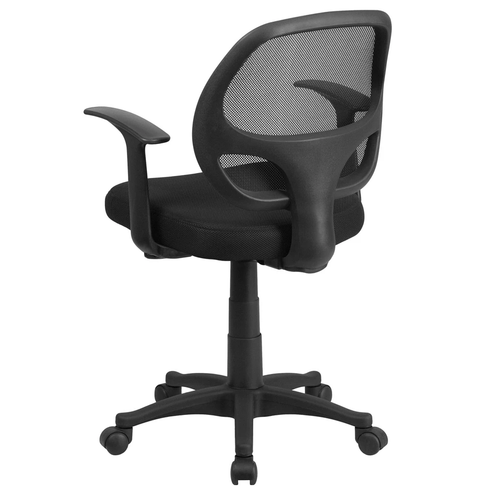 Mid-Back Black Mesh Swivel Task Chair With Arms