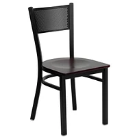 Hercules Series Black Grid Back Metal Restaurant Chair