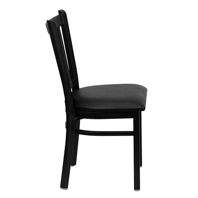 Hercules Series Black Vertical Back Metal Restaurant Chair