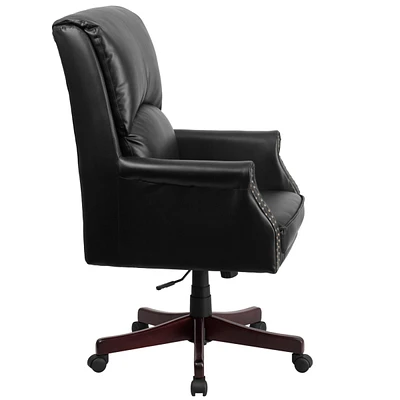 High Back Pillow Back Leather Executive Swivel Chair With Arms
