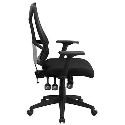 High Back Black Mesh Multifunction Swivel Task Chair With Adjustable Arms