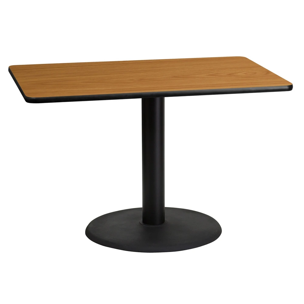 30'' X 45'' Rectangular Natural Laminate Table Top With 24'' Round Table Height Base