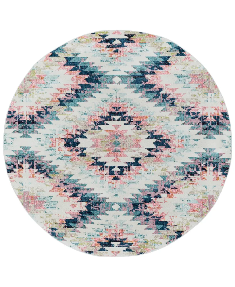 Livabliss Anika Ani-1027 White 5'3" Round Area Rug