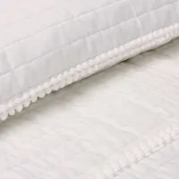Pom Pom Stripe 3 Piece White Quilt Sets