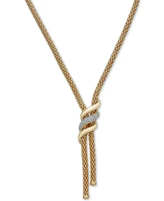 Diamond Swirl Lariat Necklace (1/3 ct. t.w.) in 14k Gold Over Sterling Silver, 20" + 3" extender