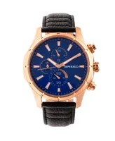 Breed Quartz Lacroix Chronograph Rose Gold And Dark Brown Genuine Leather Watches 47mm