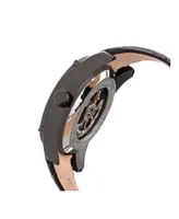 Heritor Automatic Daniels Black Leather Watches 43mm