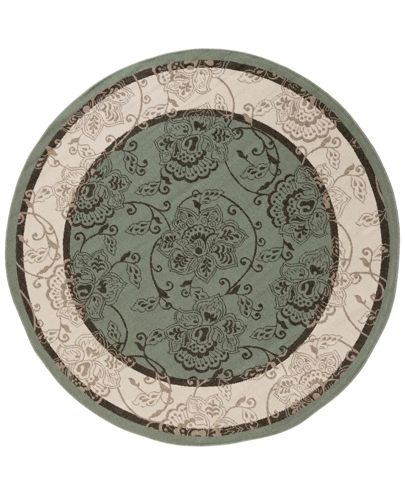 Surya Alfresco Alf-9594 Sage 5'3" Round Area Rug, Indoor/Outdoor