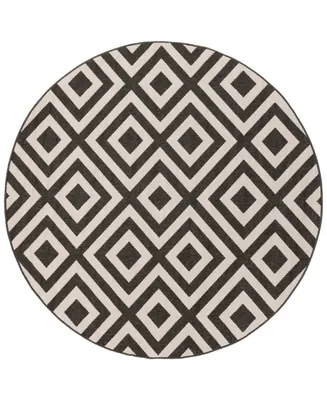 Livabliss Alfresco Alf-9639 Black 5'3" Round Area Rug, Indoor/Outdoor