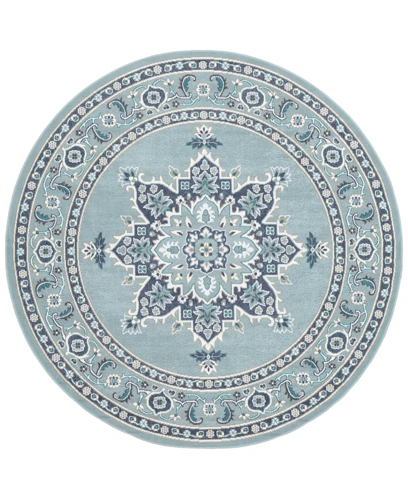 Closeout! Surya Alfresco Alf-9687 Aqua 5'3" Round Area Rug, Indoor/Outdoor