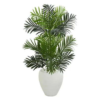 Nearly Natural Paradise Palm Artificial Tree in White Planter
