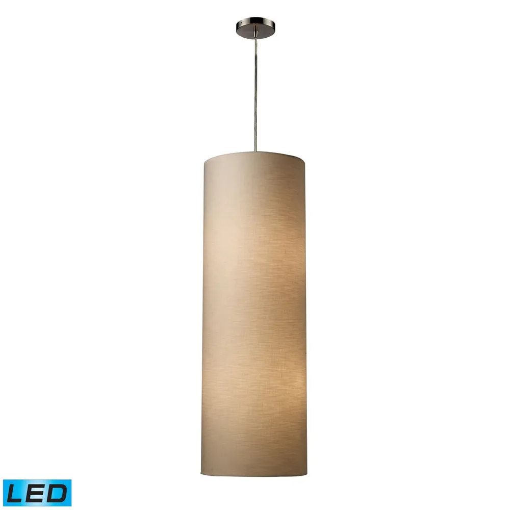 Fabric Cylinder 4-Light Pendant in Satin Nickel