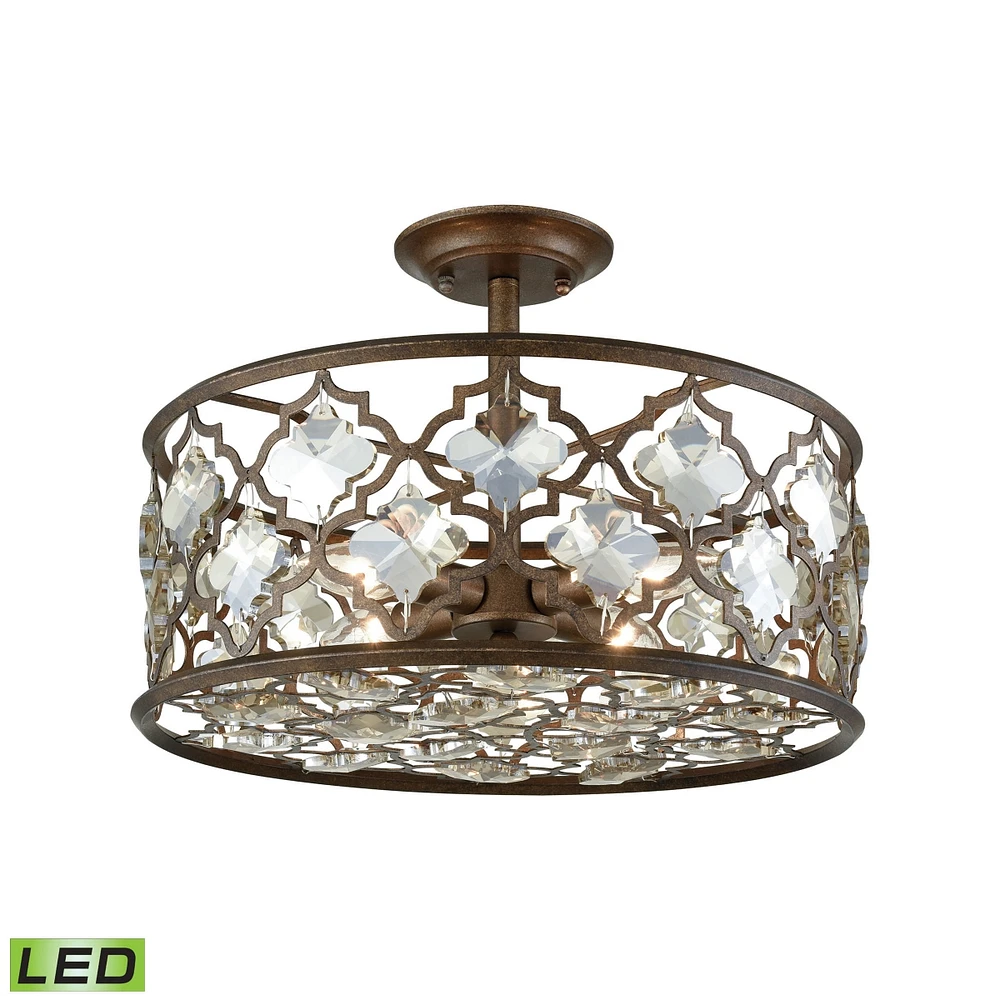 Armand Light Semi Flush in Weathered Bronze with Champagne Plated Crystal