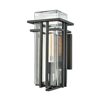 Croftwell 1 Light Outdoor Wall Sconce in Textured Matte Black with Clear Glass