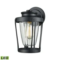 Fullerton 1 Light Outdoor Wall Sconce in Matte Black with Clear Glass