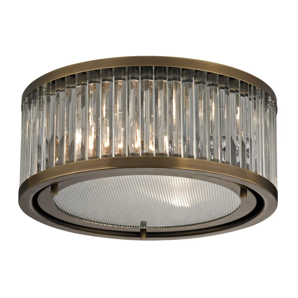 Linden Collection 2 light flush mount in Aged Brass