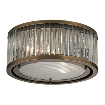 Linden Collection 2 light flush mount in Aged Brass