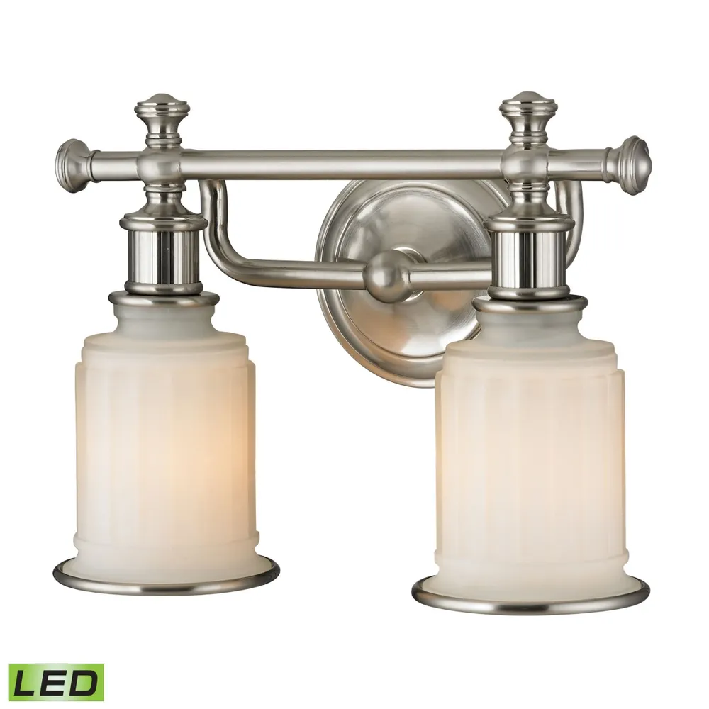 Acadia Collection 2 light bath in Brushed Nickel - Led, 800 Lumens (1600 Lumens Total) with Full Scale Dimming Range