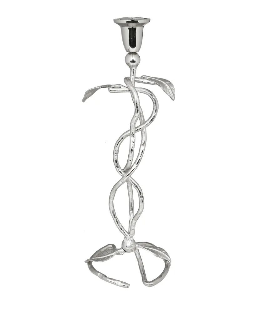 Classic Touch Nickel Leaf Designed 12.5" Tall Candlestick