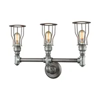 Cast Iron Pipe Light Vanity in Weathered Zinc