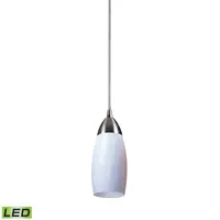 1 Light Pendant in Satin Nickel and Simply White Glass - Led Offering Up To 300 Lumens (25 Watt Equivalent)