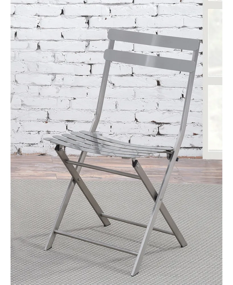Closeout Mina Stainless Steel Folding Chair (Set of 2)