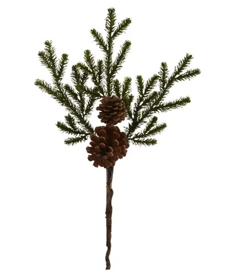 Nearly Natural 19" Pine & Pine Cone Artificial Flower Bundle, Set of 12
