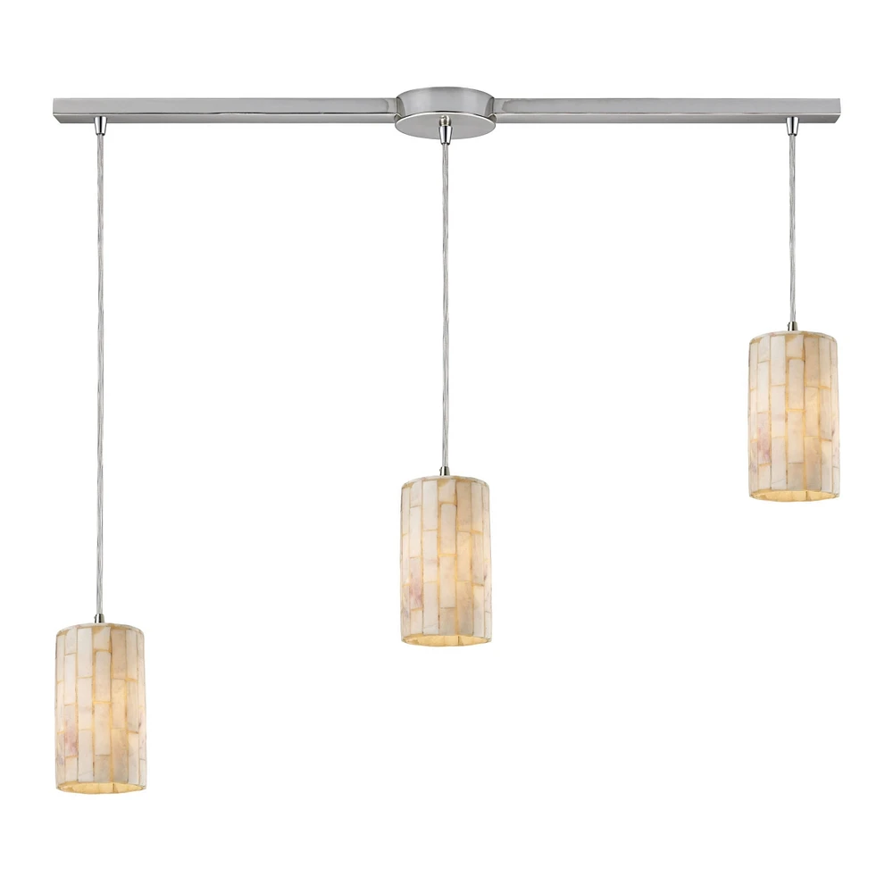 Coletta 3-Light Linear Pendant Stone in Satin Nickel