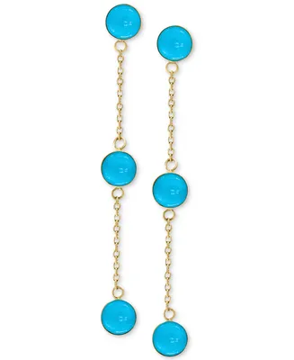 Effy Turquoise (5mm) Drop Earrings in 14k Gold