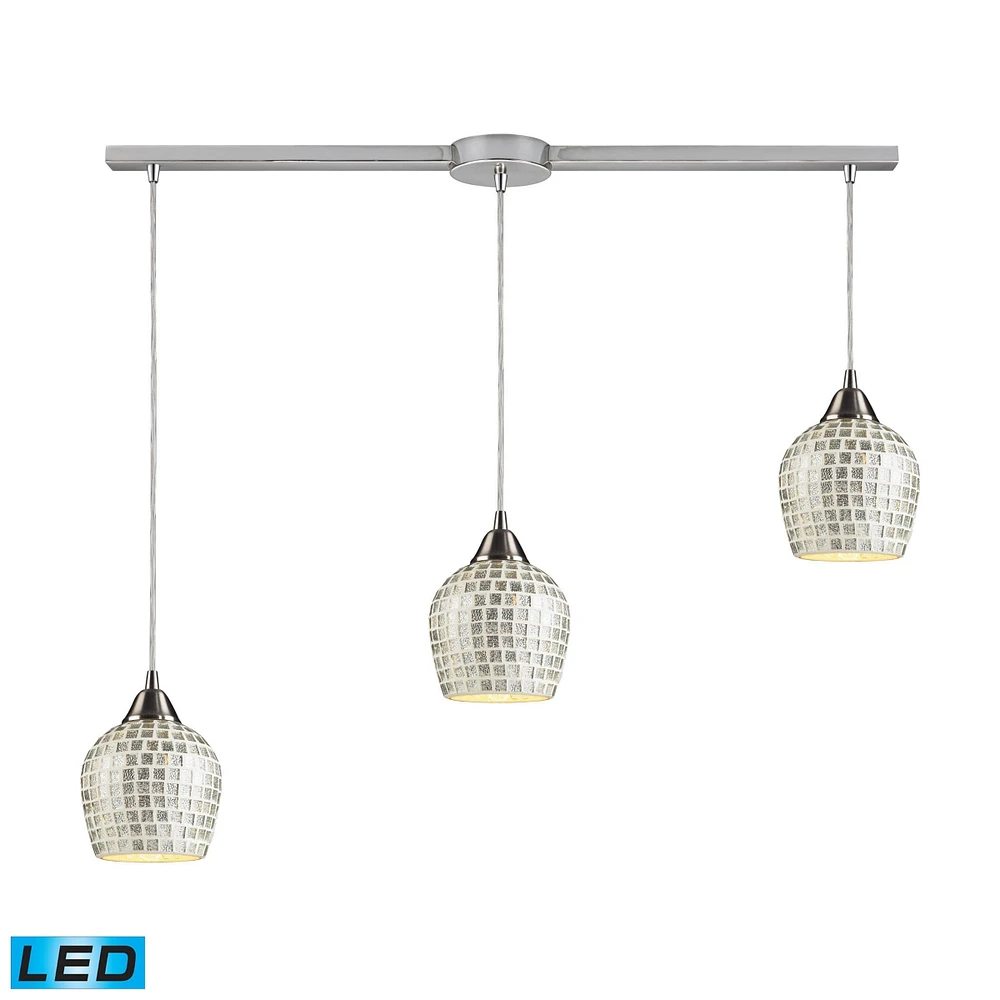 Fusion 3-Light Linear Pendant Silver in Satin Nickel