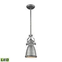 Chadwick 1 Light Pendant in Weathered Zinc with Frosted Glass Diffuser