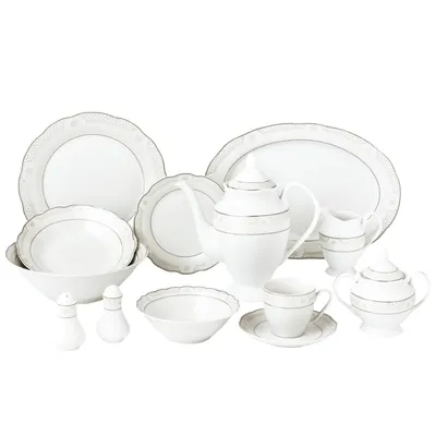 Lorren Home Trends Atara Wavy 57-pc Dinnerware Set, Service for 8